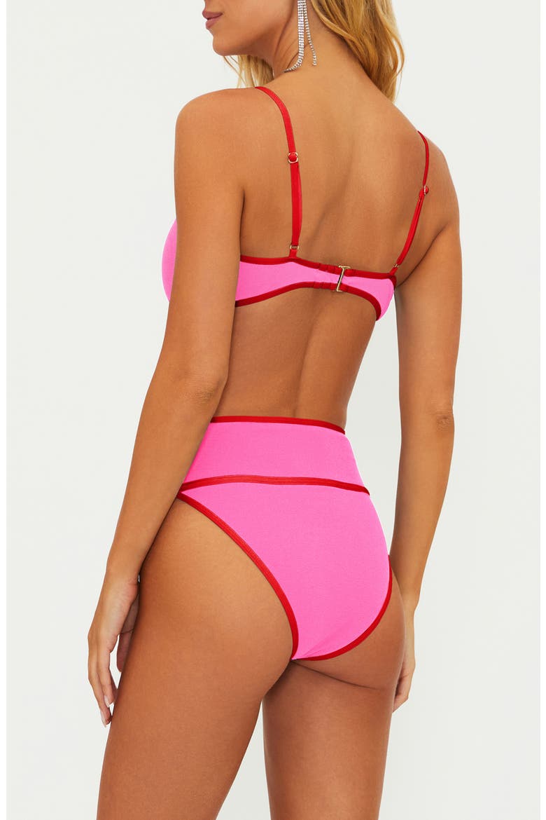 Carlotta High Waist Bikini Bottoms, Alternate, color, ELECTRIC PINK