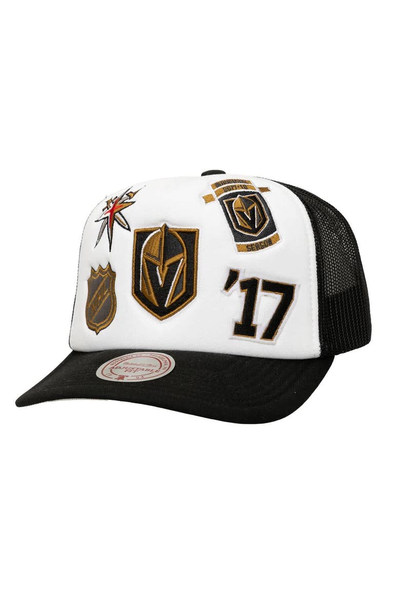 Men's Mitchell & Ness White/Black Vegas Golden Knights Gridlock Trucker Adjustable Hat, Main, color, White