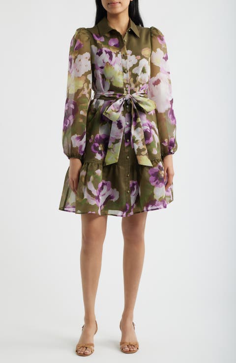 Tiered Chiffon Shirt Dress