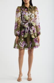 Anne Klein Tiered Chiffon Shirt Dress