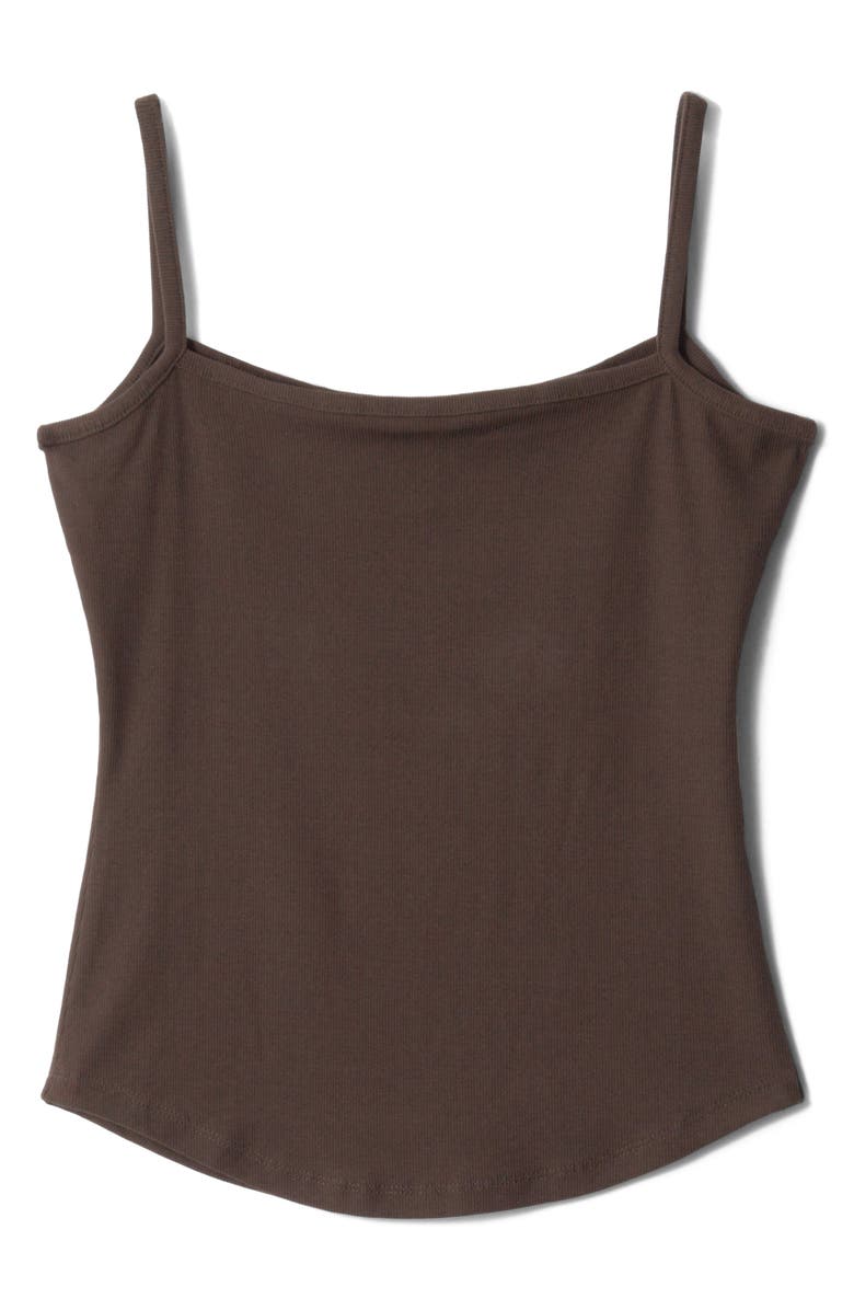& Other Stories Square Neck Stretch Cotton Camisole, Alternate, color, Brown Dark