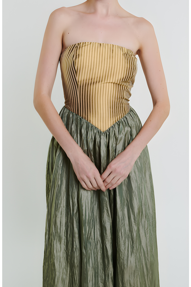 Roxanne Long Dress, Alternate, color, Cream / Moss