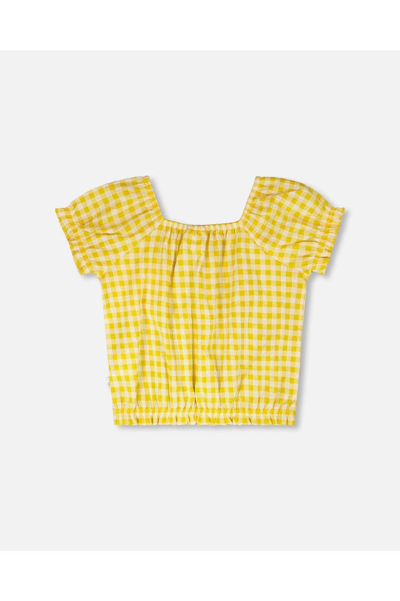 Short Sleeve Peasant Top Gingham, Alternate, color, Yellow Gingham