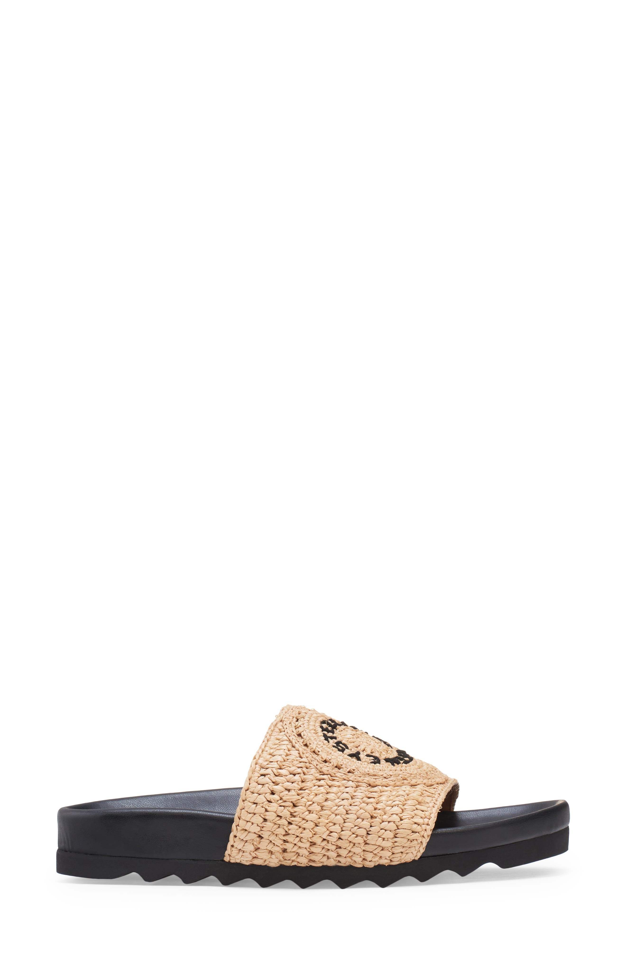 Elysa Raffia Slide Sandal, Alternate, color, NATURAL/ BLACK