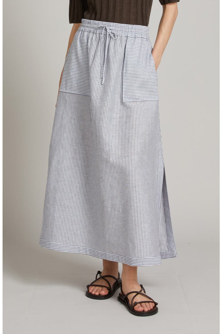 Sumero Stripe Linen Blend Skirt, Main, color, SKY BLUE