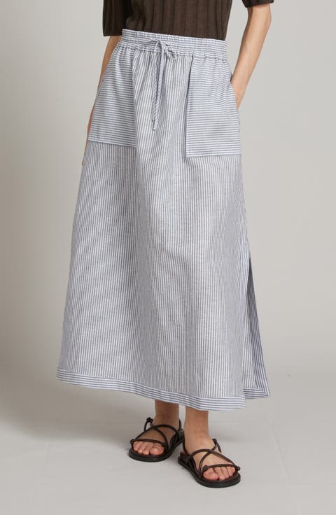 Sumero Stripe Linen Blend Skirt
