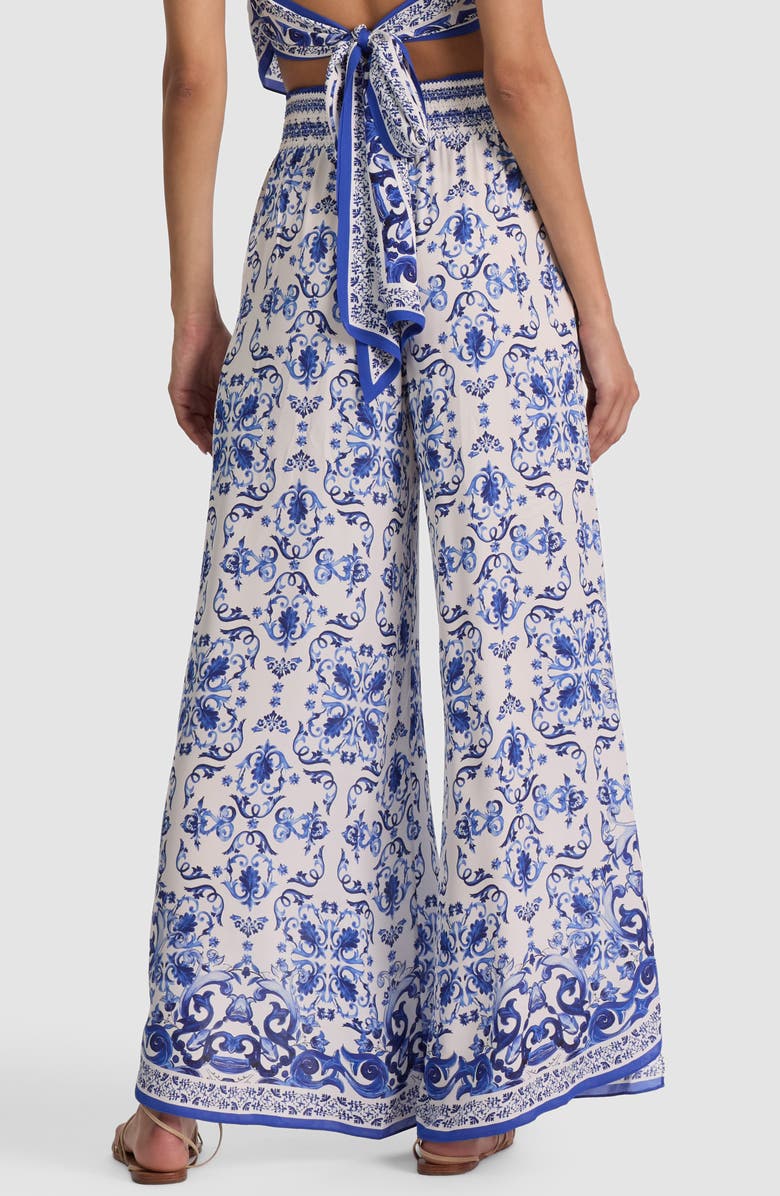 Alice + Olivia Larissa Smocked Wide Leg Split Pants, Alternate, color, Solstice