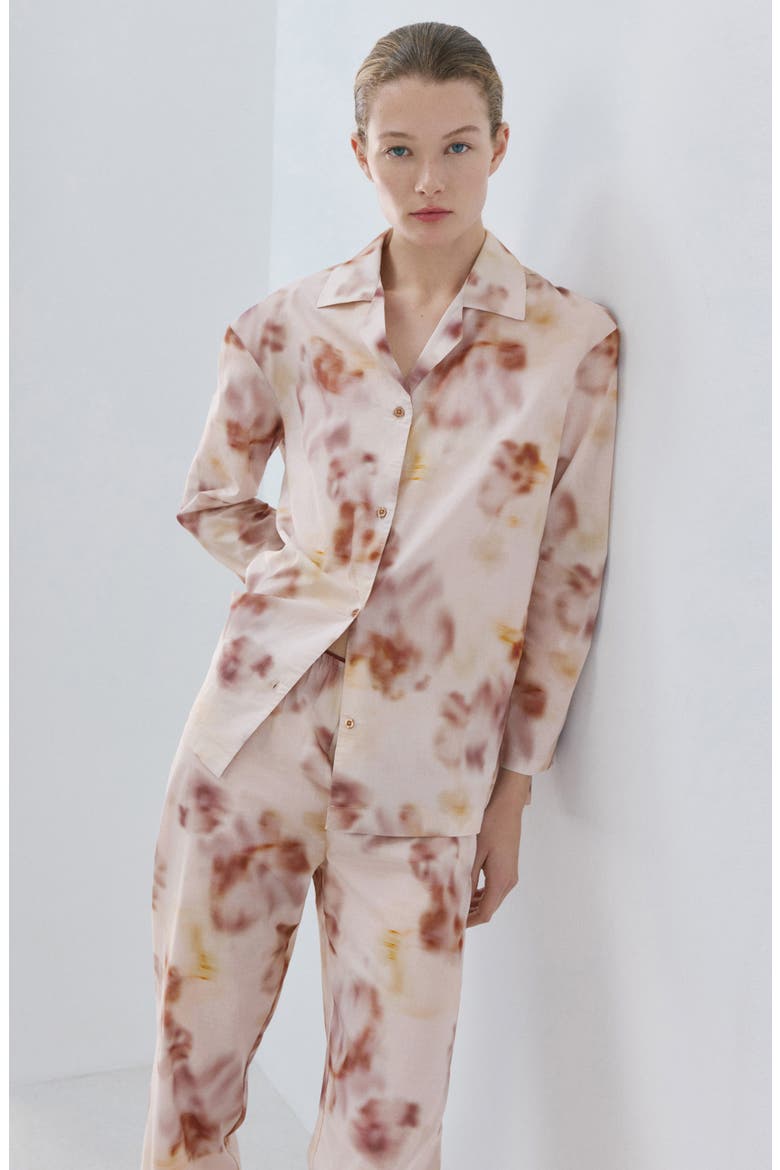 Watercolor Print Cotton Pajama Pants, Alternate, color, BROWN