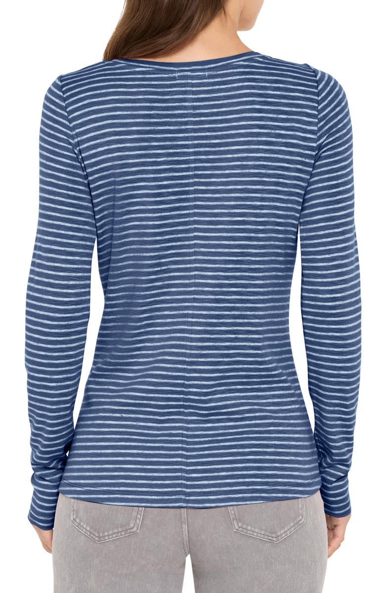 NZT by NIC+ZOE Stripe Long Sleeve Boat Neck T-Shirt, Alternate, color, Blue Multi