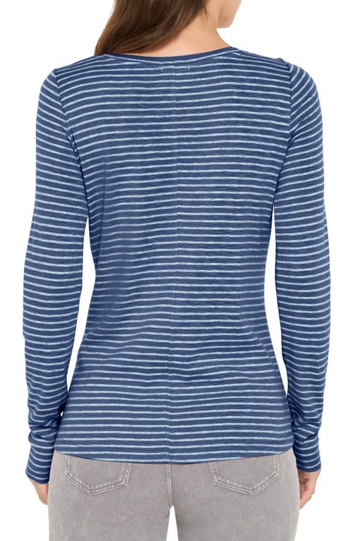 Nzt By Nic+zoe Stripe Long Sleeve Boat Neck T-shirt In Multi