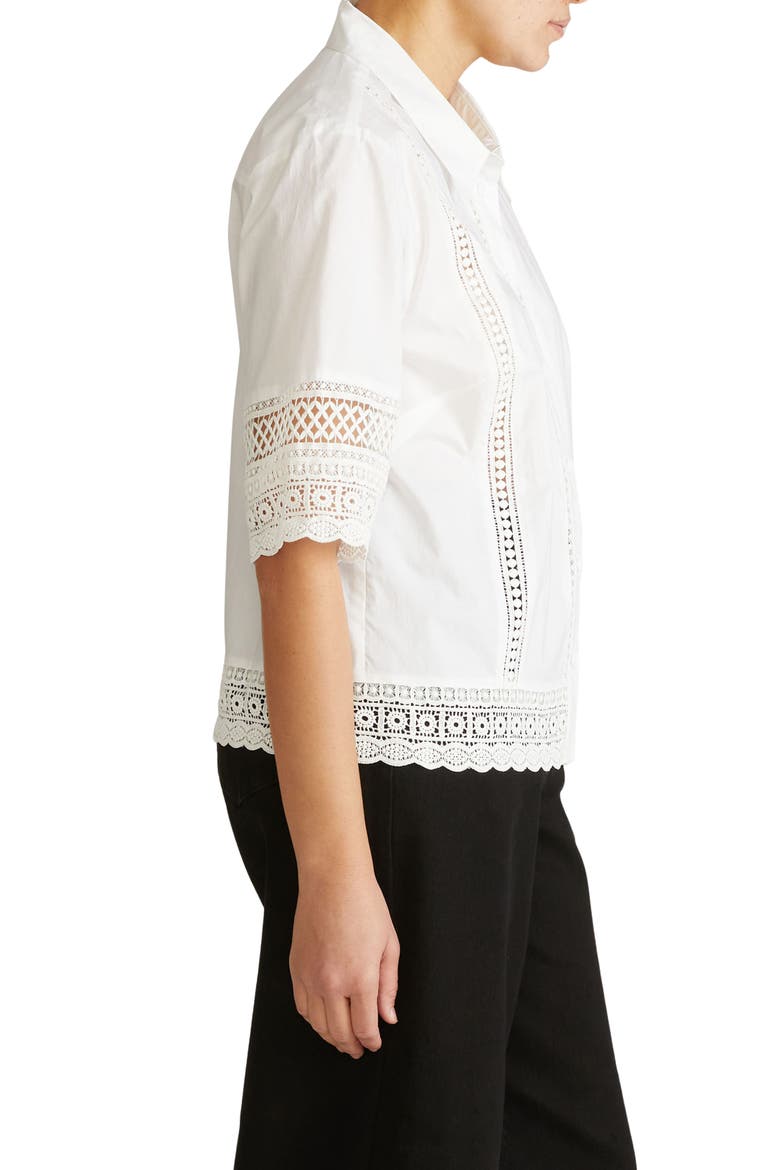 Dora Poplin Button-Up Top, Alternate, color, WHITE