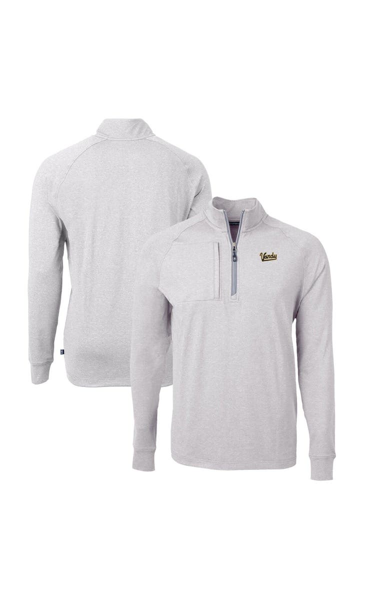 Cutter & Buck Men's Cutter & Buck Heather Gray Vanderbilt Commodores Big & Tall Adapt Eco Knit Heather Quarter-Zip Top, Main, color, 