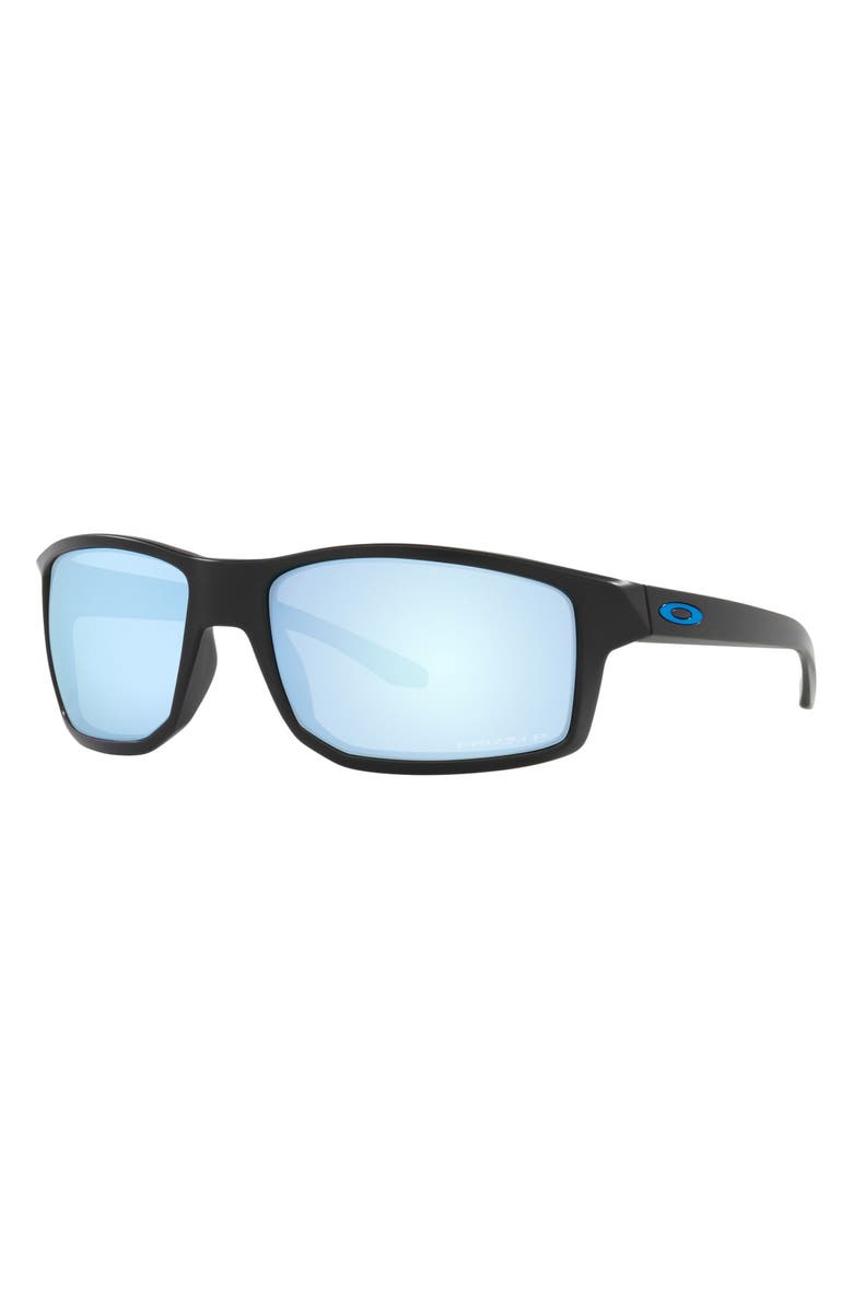 Oakley 61mm Polarized Rectangle Sunglasses, Alternate, color, Matte Black/ Prizm Deep Water