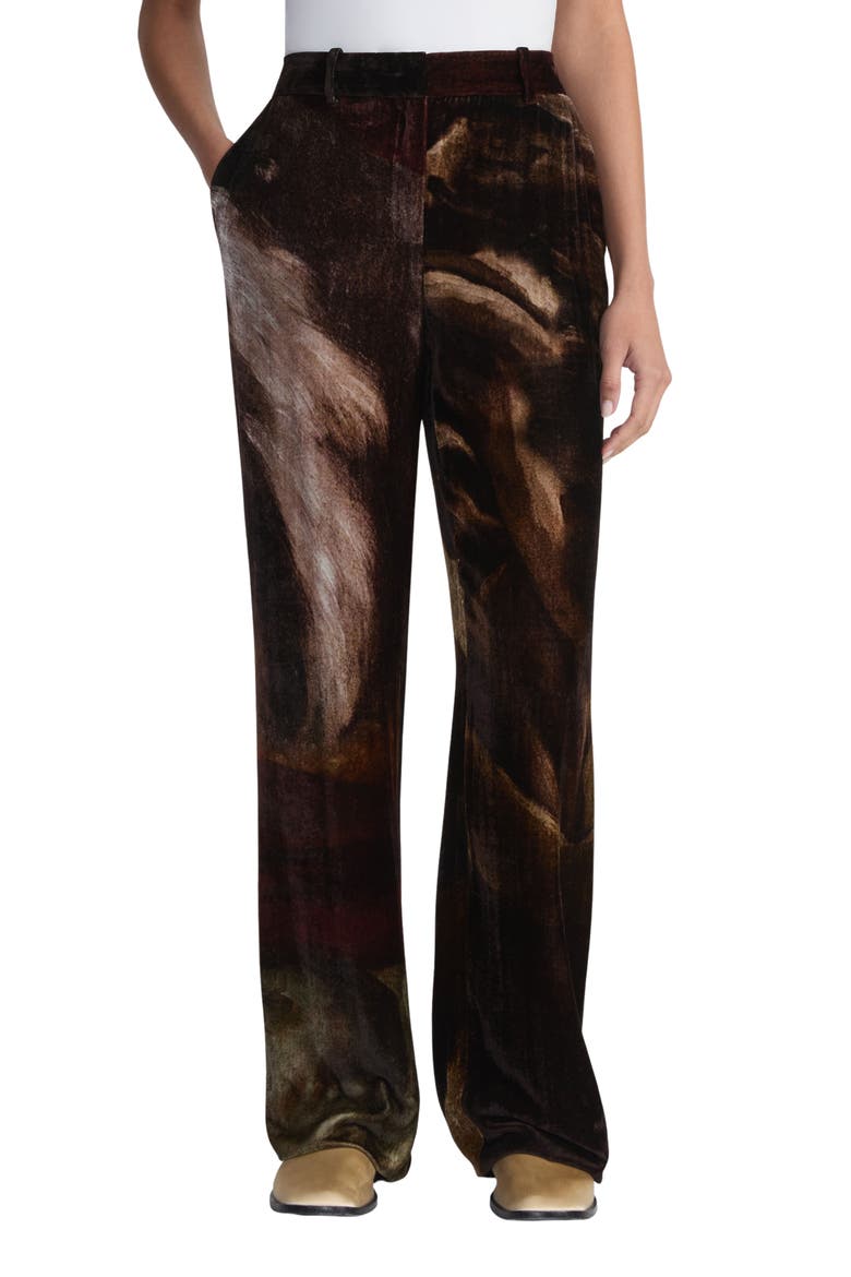 x Save Venice Gates High Waist Velvet Straight Leg Pants, Main, color, BURNT SIENNA MULTI