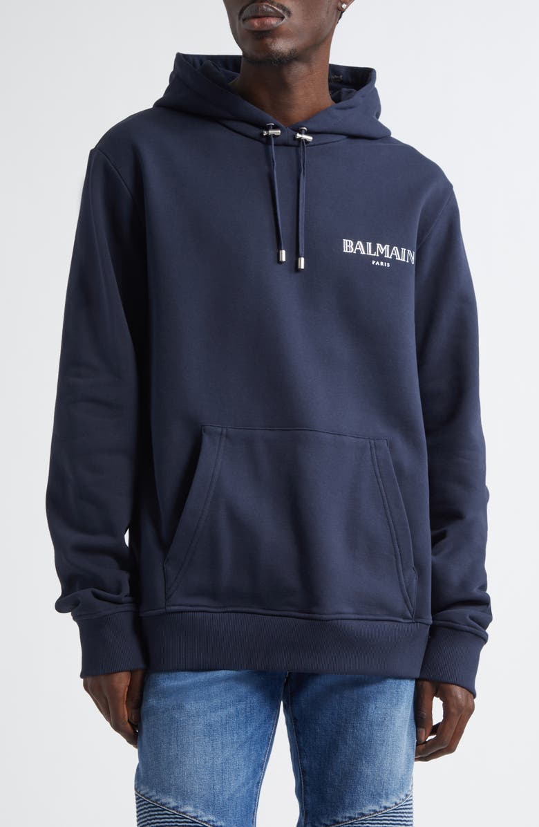 Balmain Gel Logo Hoodie, Main, color, Navy/ Multi