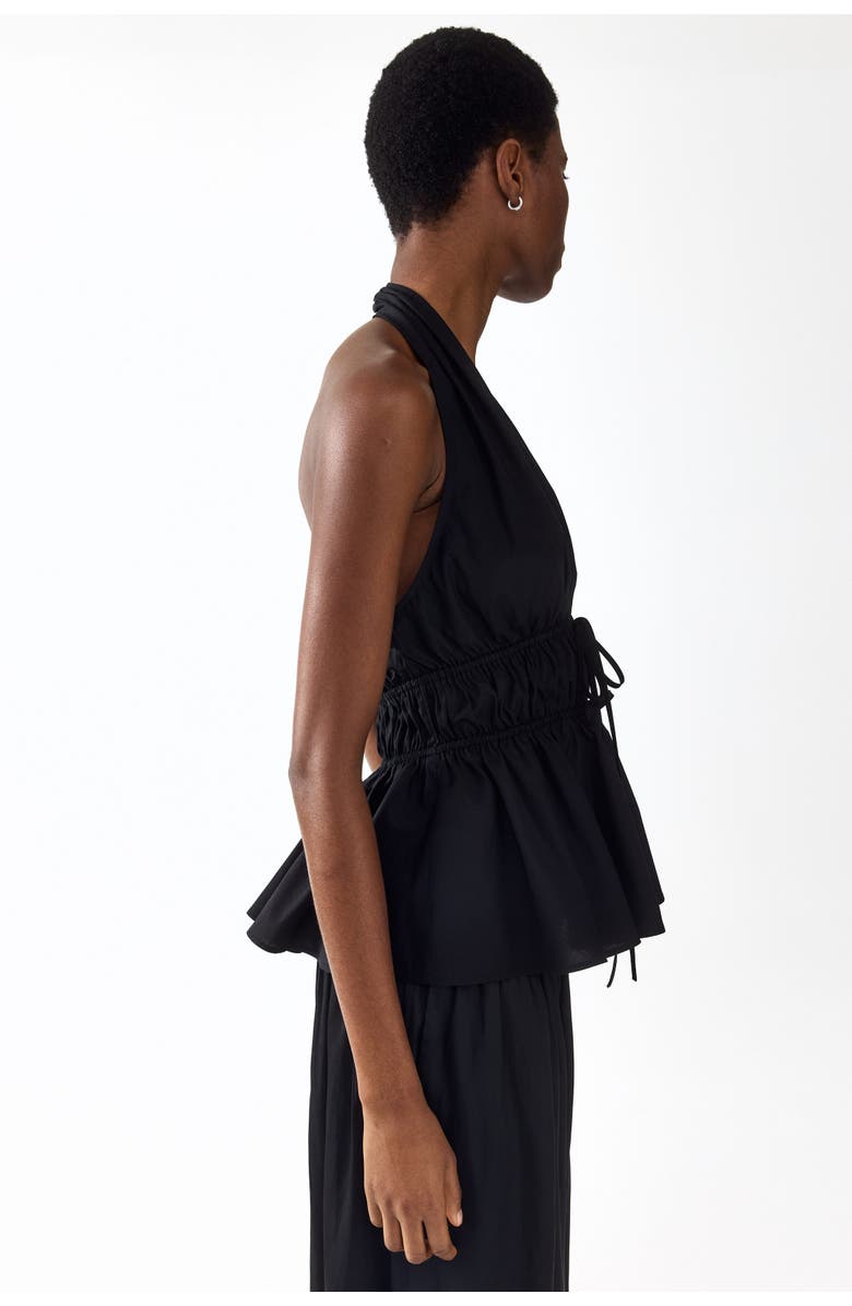 H&M Peplum Halterneck Top, Alternate, color, Black