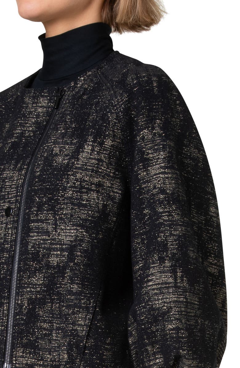 Akris punto Metallic Jacquard Denim Bomber Jacket, Alternate, color, 