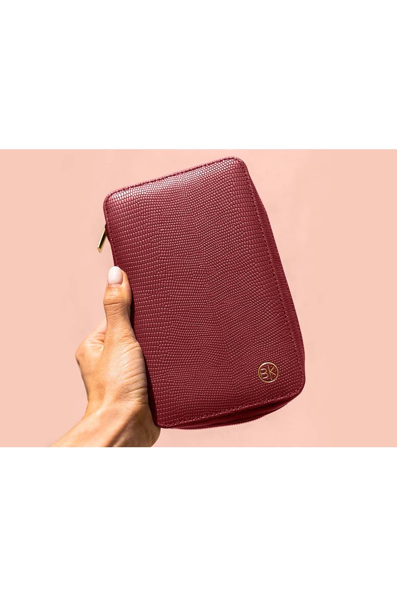 Travel Brush Set with Vegan Leather Pouch, Alternate, color, Burgundy