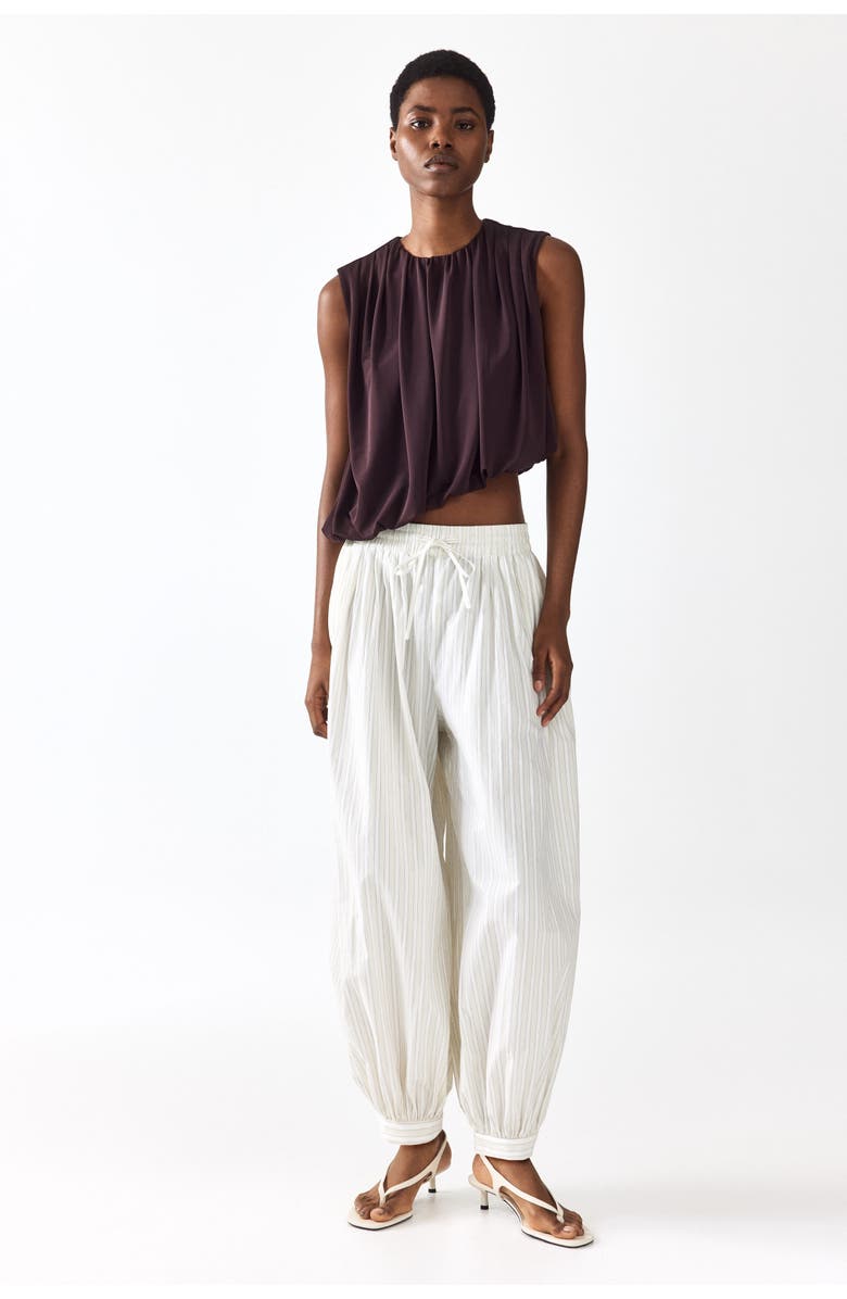 H&M Draped Bubble-hem Top, Alternate, color, Dark Brown