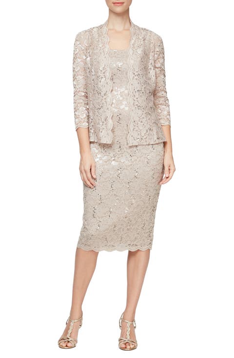 Lace Dress & Jacket Two-Piece Set