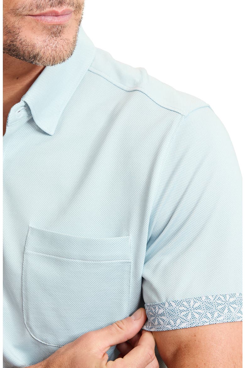 San Lucio Breeze Happy Hour IslandZone® Knit Short Sleeve Cotton Blend Button-Up Shirt, Alternate, color, SILVERY BLUE