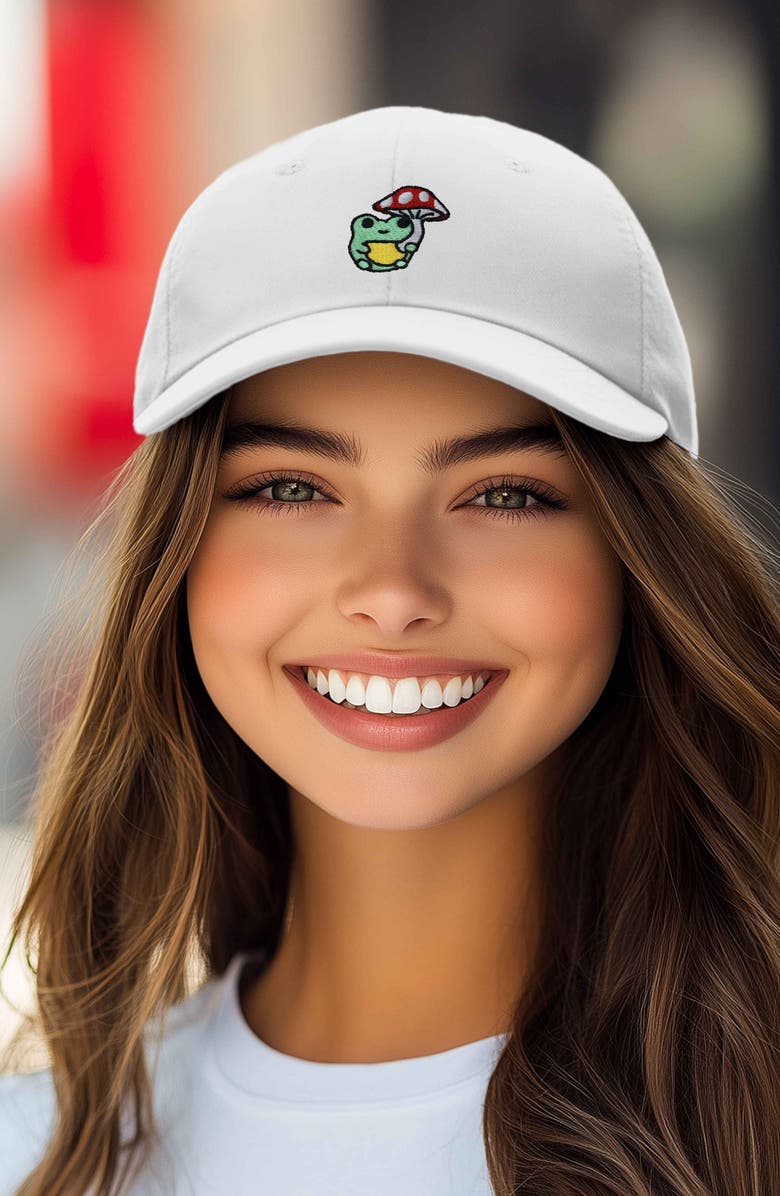 Dalix Mushroom Frog Embroidered Hat, Alternate, color, White