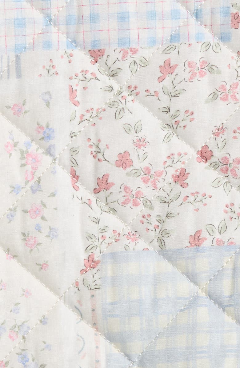 All in Favor Tie Front Quilted Jacket, Alternate, color, Blush Blue Patchwork