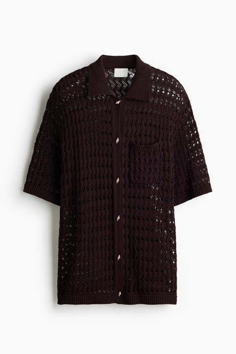 Crochet-look Cotton Cardigan