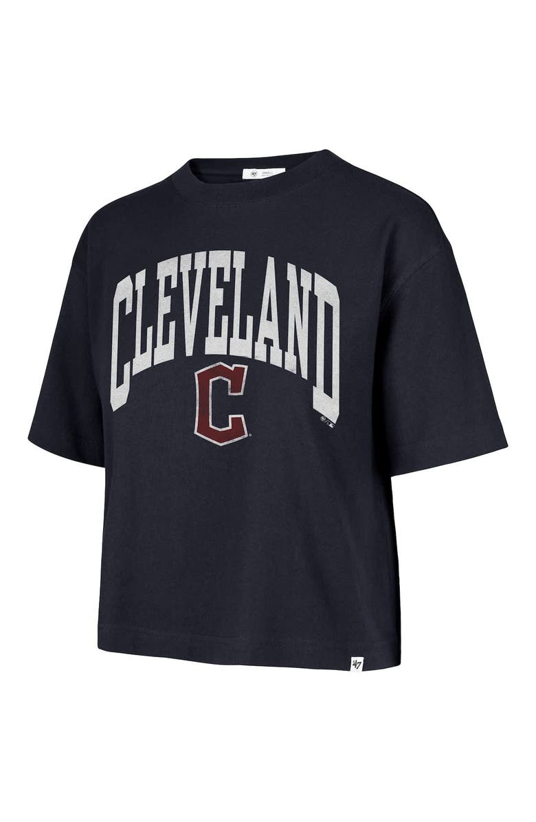 '47 Women's '47  Navy Cleveland Guardians City Connect Shale Drop Shoulder Cropped T-Shirt, Alternate, color, 