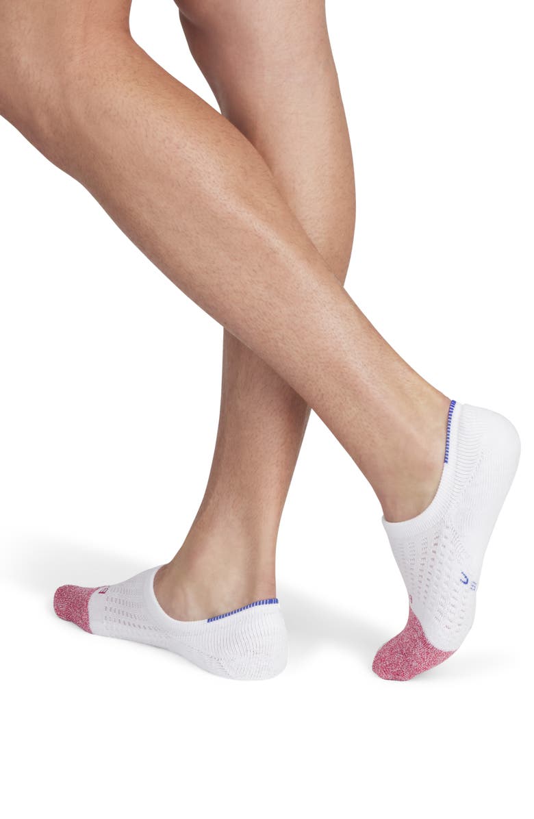 Bombas Stripe Perforated No-Show Socks, Main, color, Cinnabar