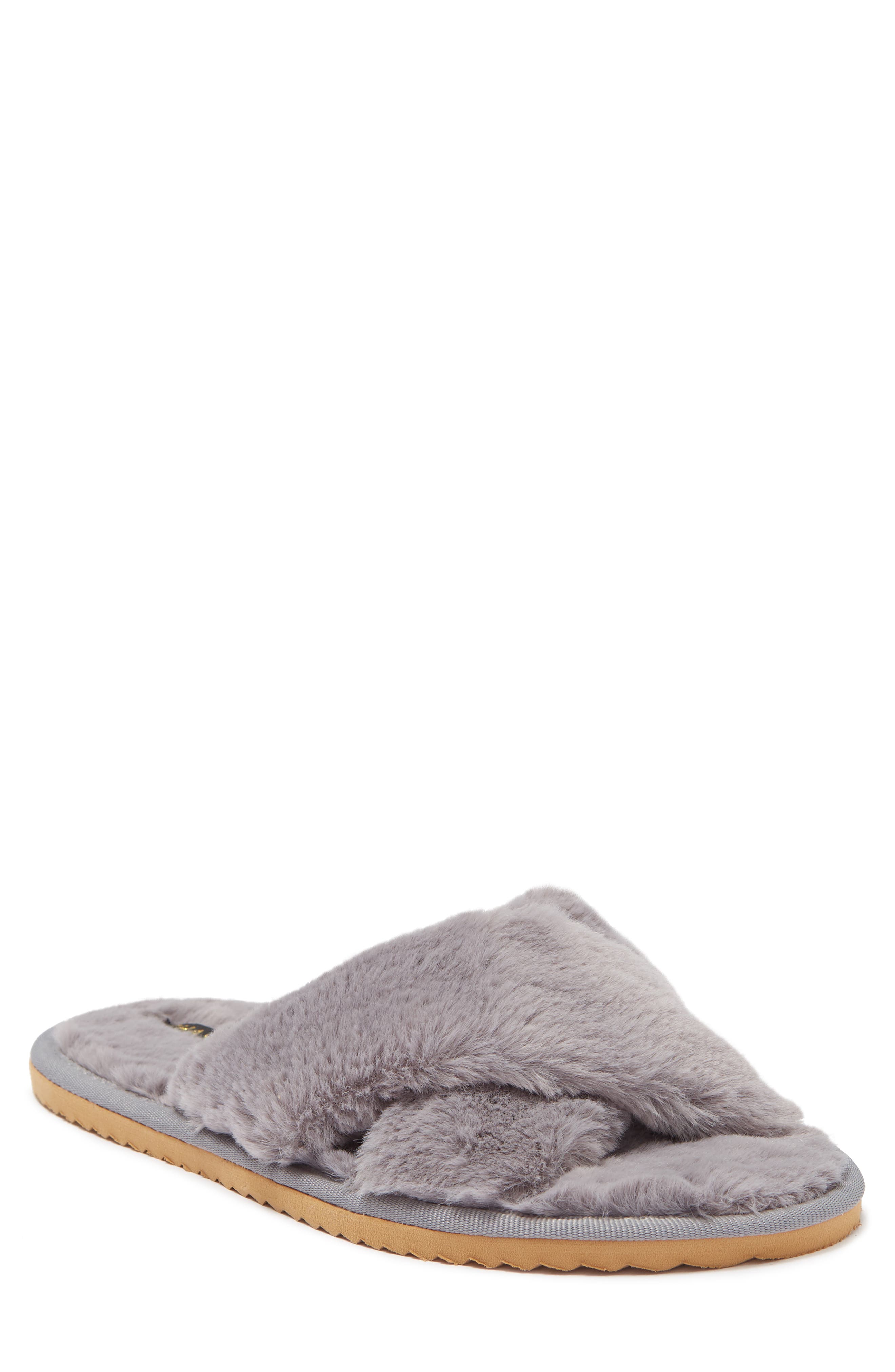 Chase & Chloe Faux Fur Slide Sandal, Main, color, GREY