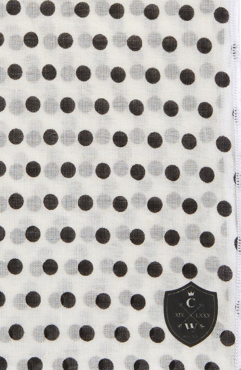 CLIFTON WILSON Polka Dot Cotton Pocket Square, Alternate, color, White