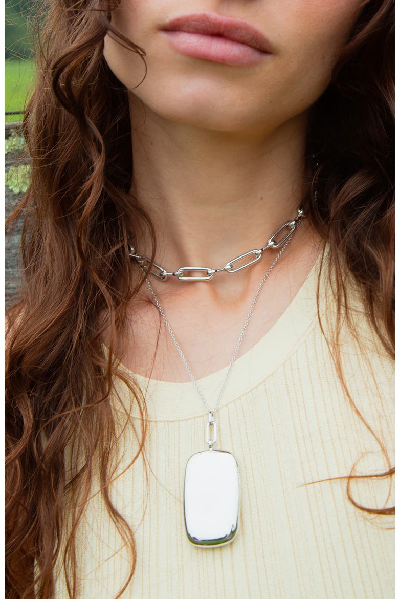 Large Locket Necklace, Alternate, color, SILVER