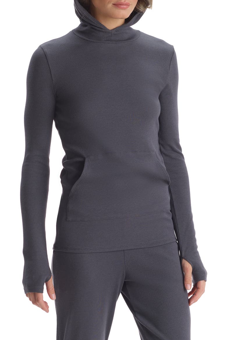 Luxury Rib Hoodie, Main, color, CHARCOAL