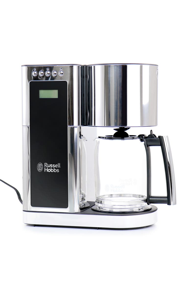 Russell Hobbs Glass 8 Cup Coffeemaker in Black and Stainless Steel, Alternate, color, Silver