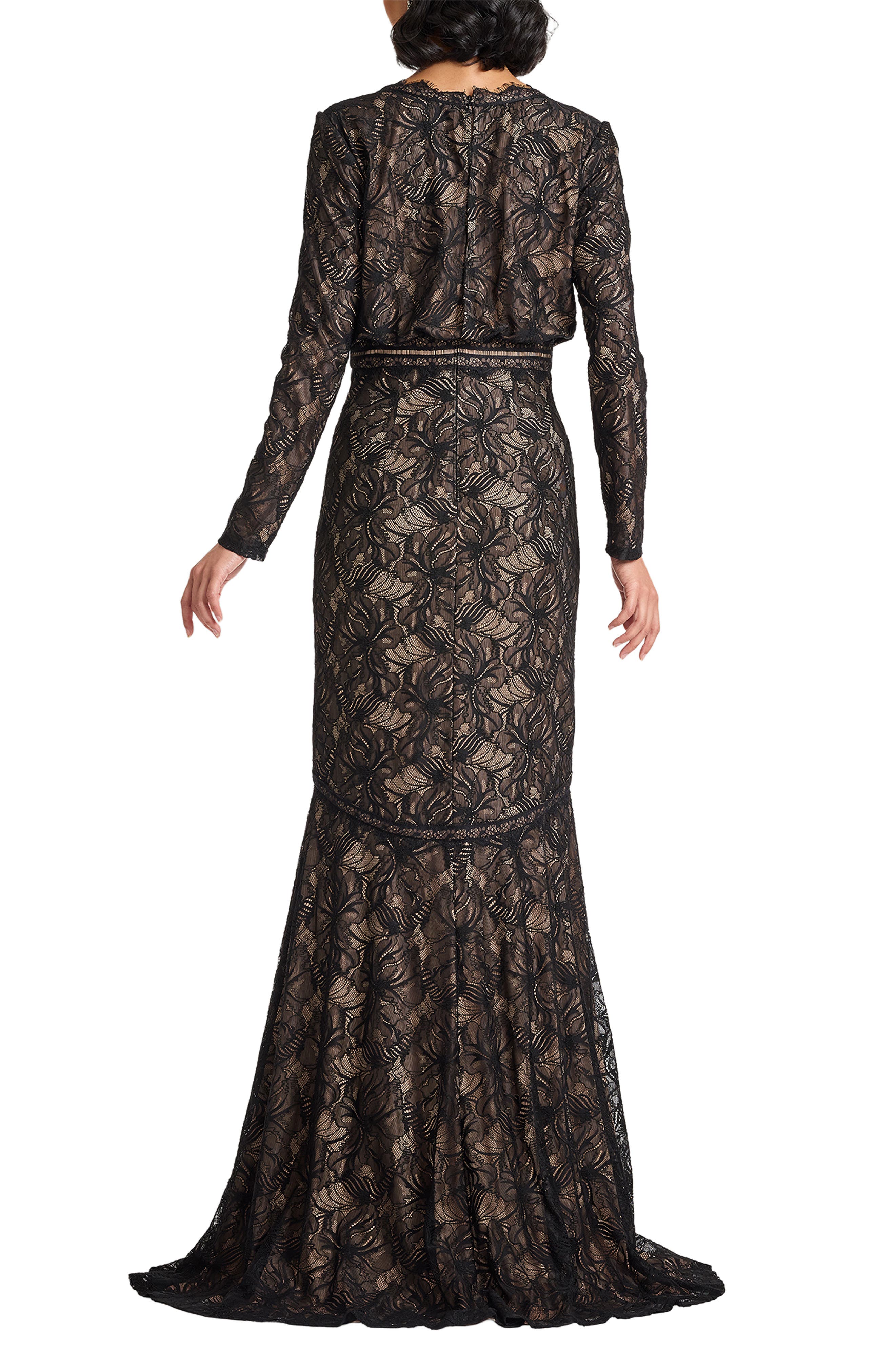 Tadashi Shoji Long Sleeve Eyelash Lace Mermaid Gown (Women) | Nordstrom