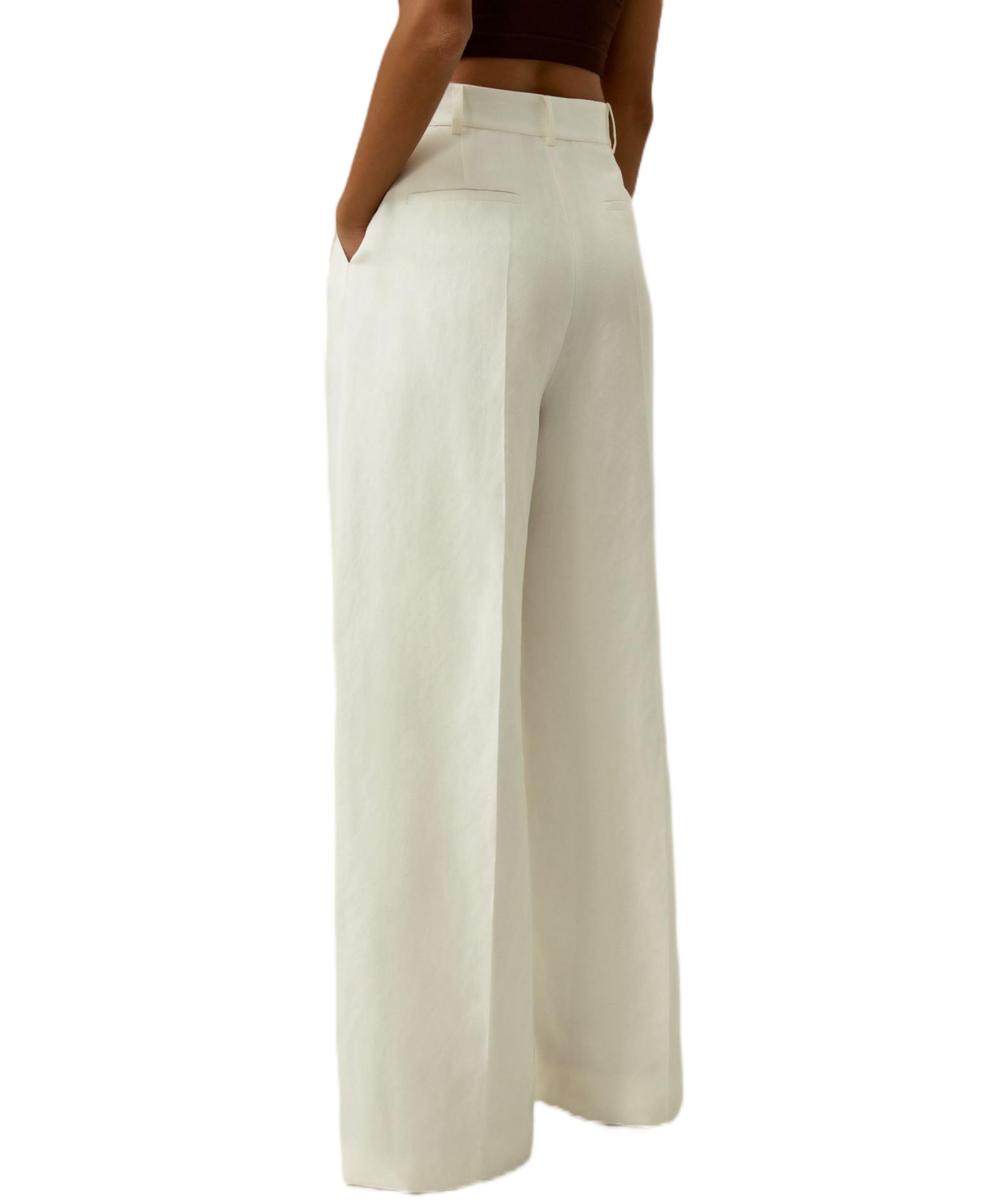 Front-Pleated Silk-Linen Blend Trousers - image 2