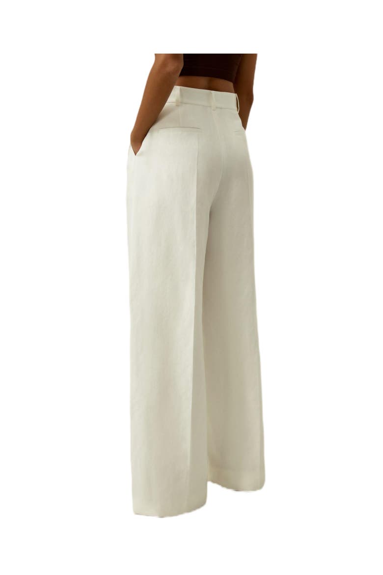 Women's Front-Pleated Silk-Linen Blend Trousers, Alternate, color, Natural White