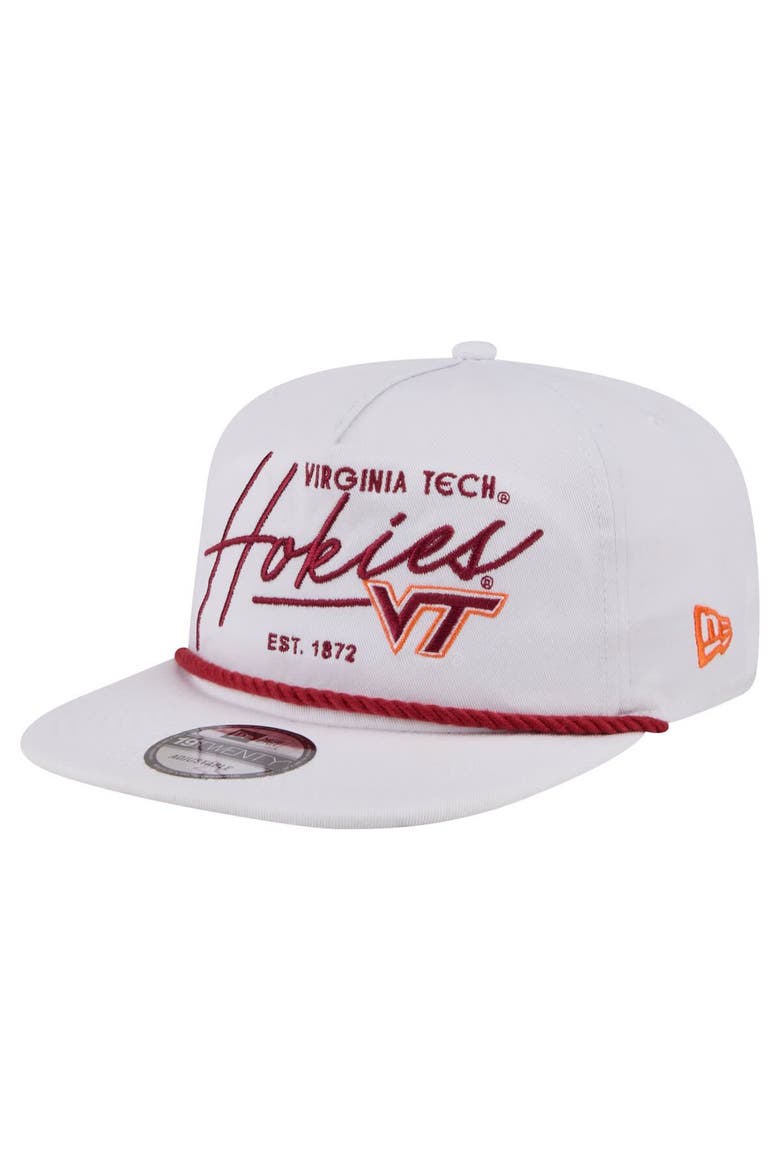 Men's New Era  White Virginia Tech Hokies Team Rope 19TWENTY Adjustable Hat, Alternate, color, White