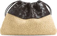 Bottega Veneta Medium Dustbag Intrecciato Leather & Raffia Clutch