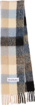 Acne Studios Vally Plaid Alpaca, Wool & Mohair Blend Scarf
