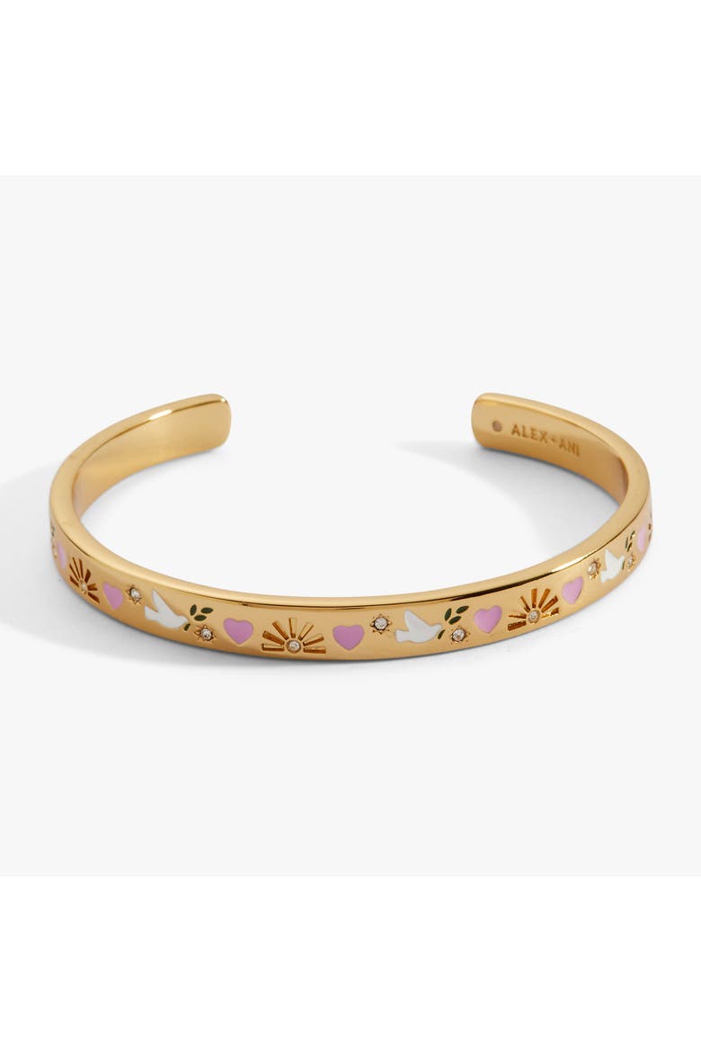 'Pray, Wait and Trust' Cuff Bracelet, Main, color, Gold