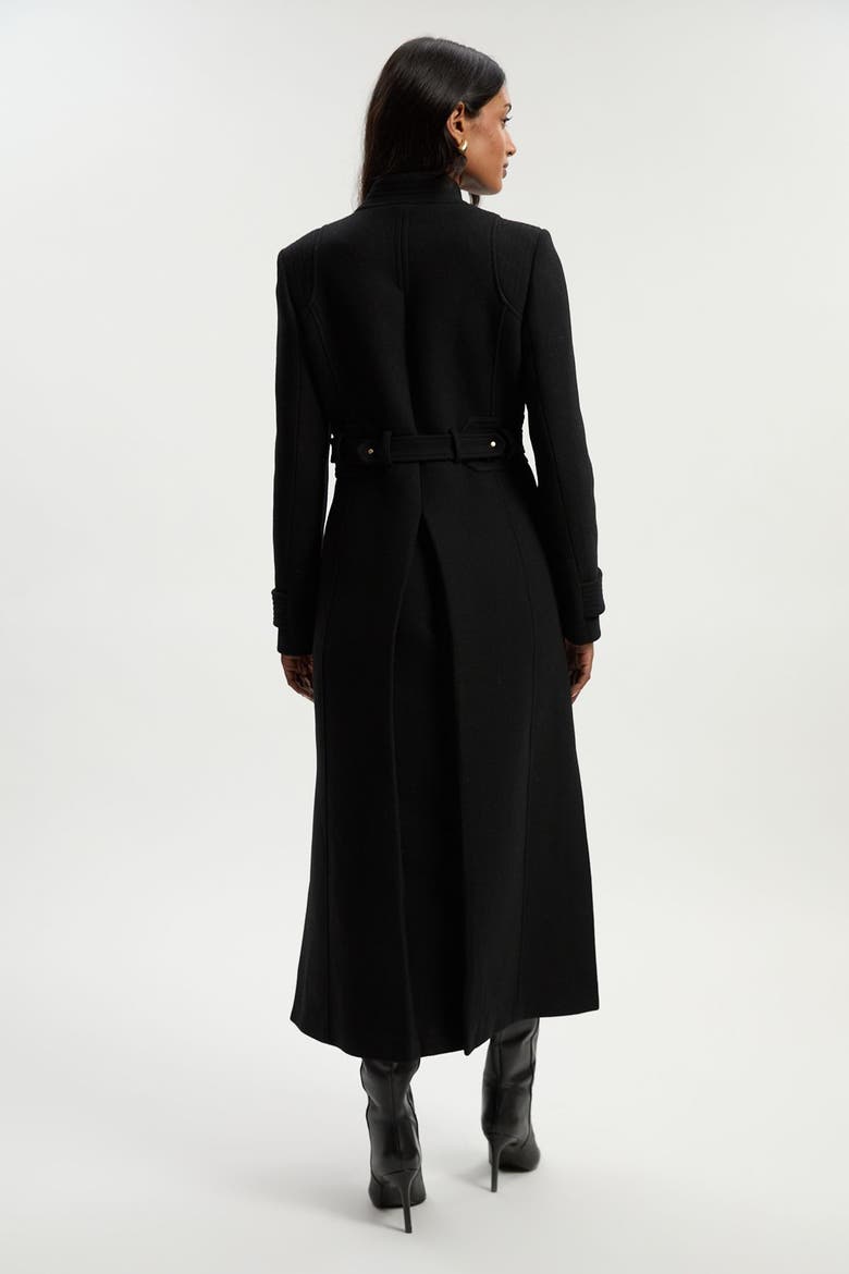 Wool Notch Neck Belted Maxi Coat, Alternate, color, Black