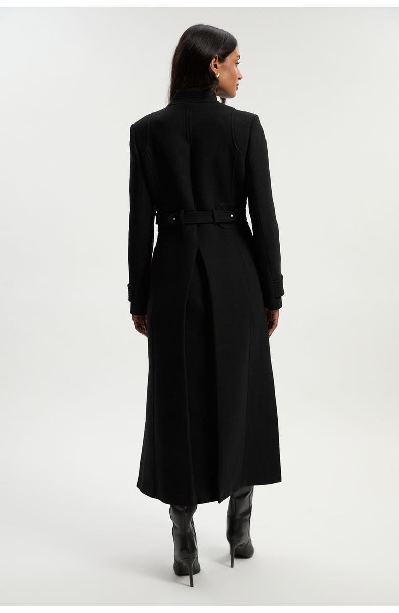 Karen Millen Wool Notch Neck Belted Maxi Coat, Alternate, color, Black