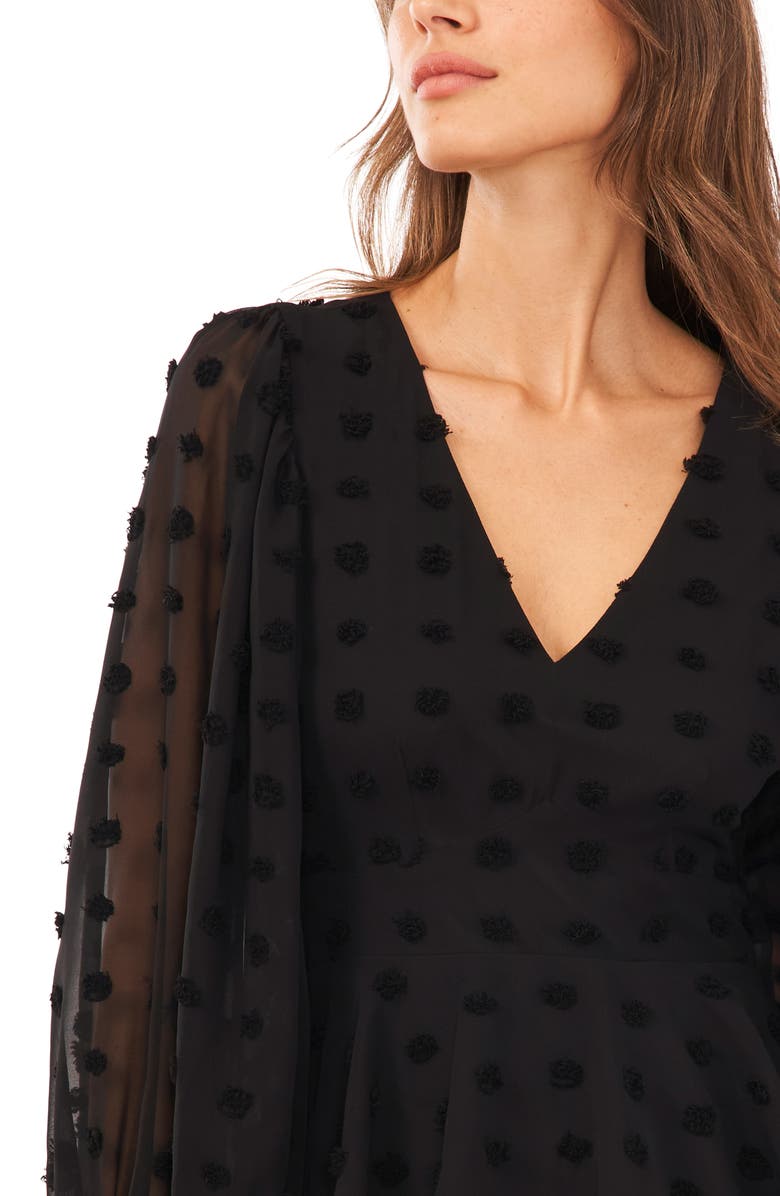 Halogen<sup>®</sup> Dot Tiered Ruffle Long Sleeve Dress, Alternate, color,