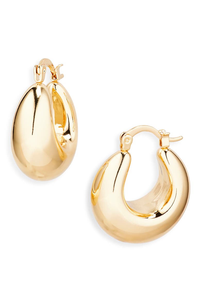 Domed Hoop Earrings, Main, color, GOLD