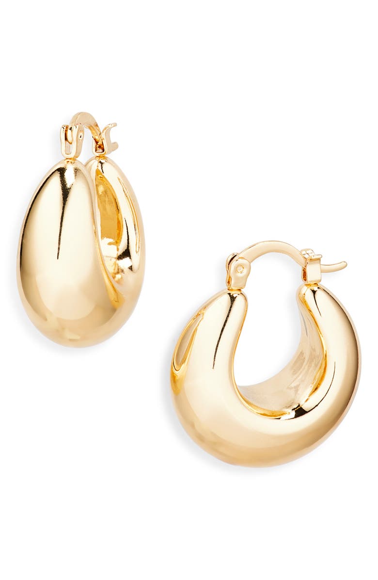 Cara Domed Hoop Earrings, Main, color, Gold