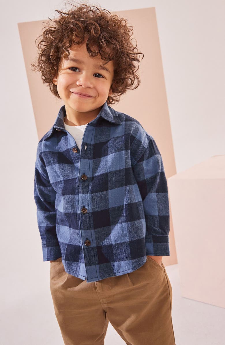 NEXT Kids' Plaid Cotton Button-Up Shirt, Alternate, color,