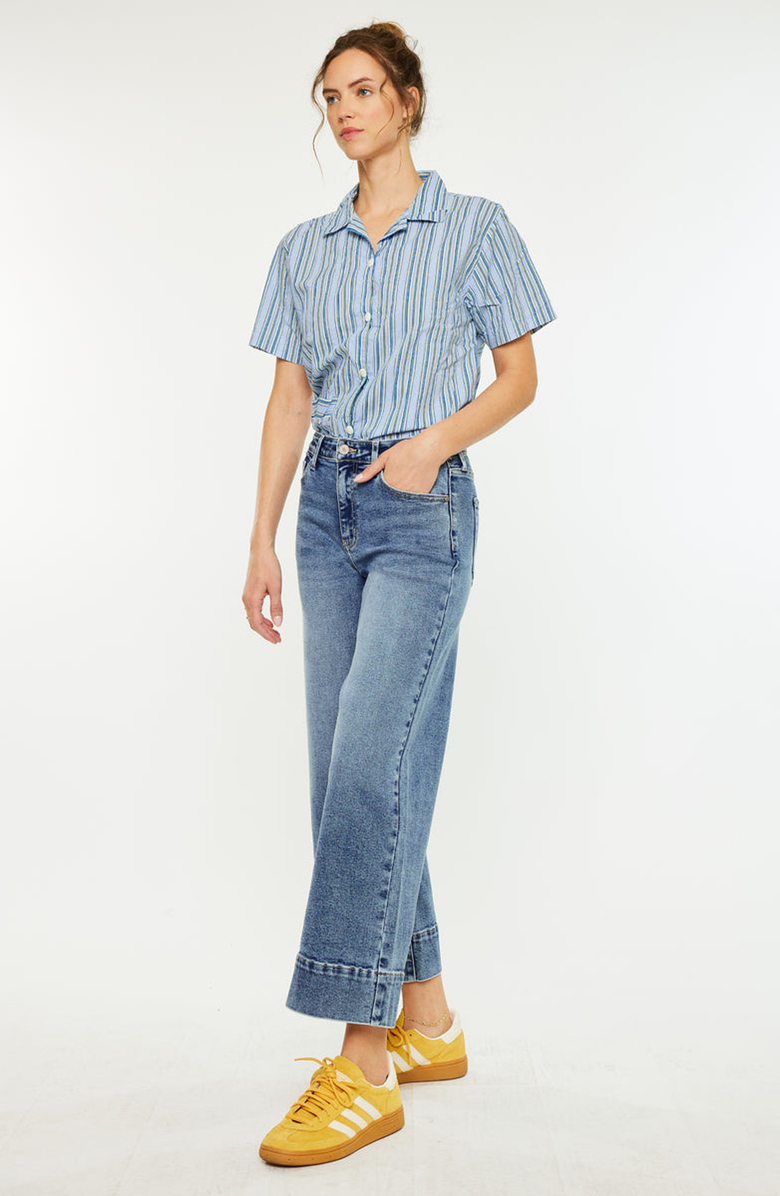 KanCan Nessa High Rise Crop Wide Leg Jeans, Alternate, color, Dark Wash