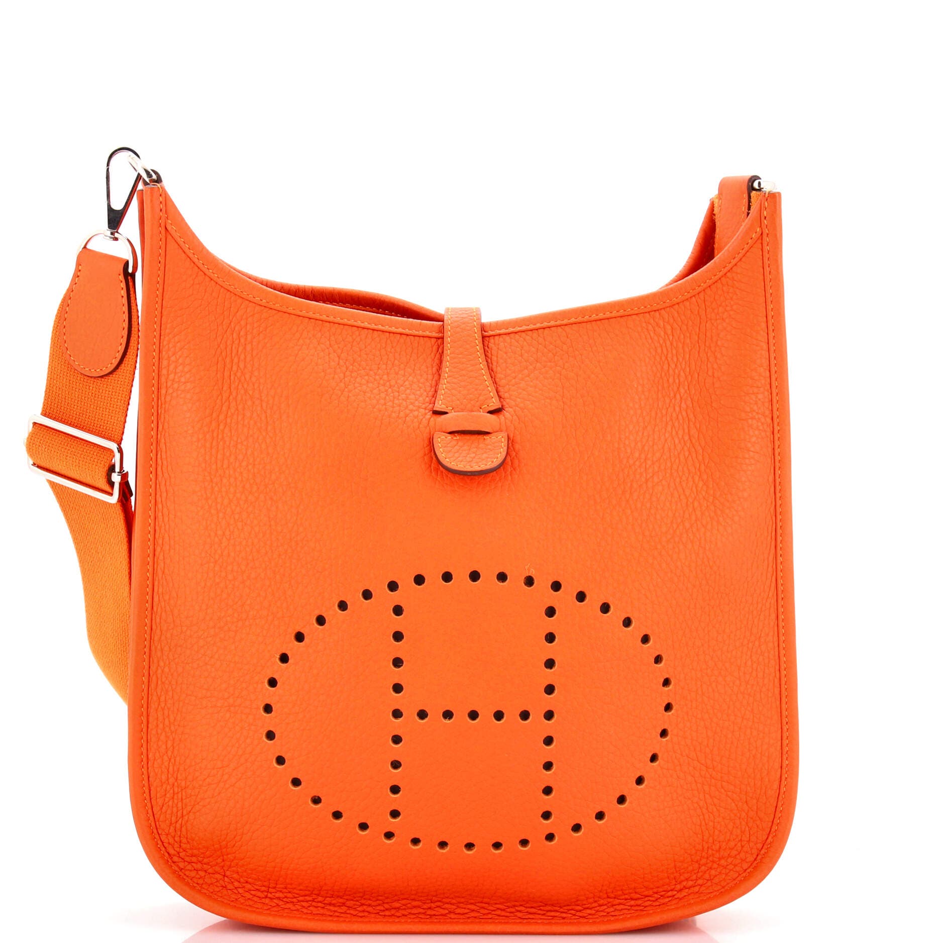 Pre-Owned Hermes Evelyne Bag Gen III Clemence PM, Main, color, Feu